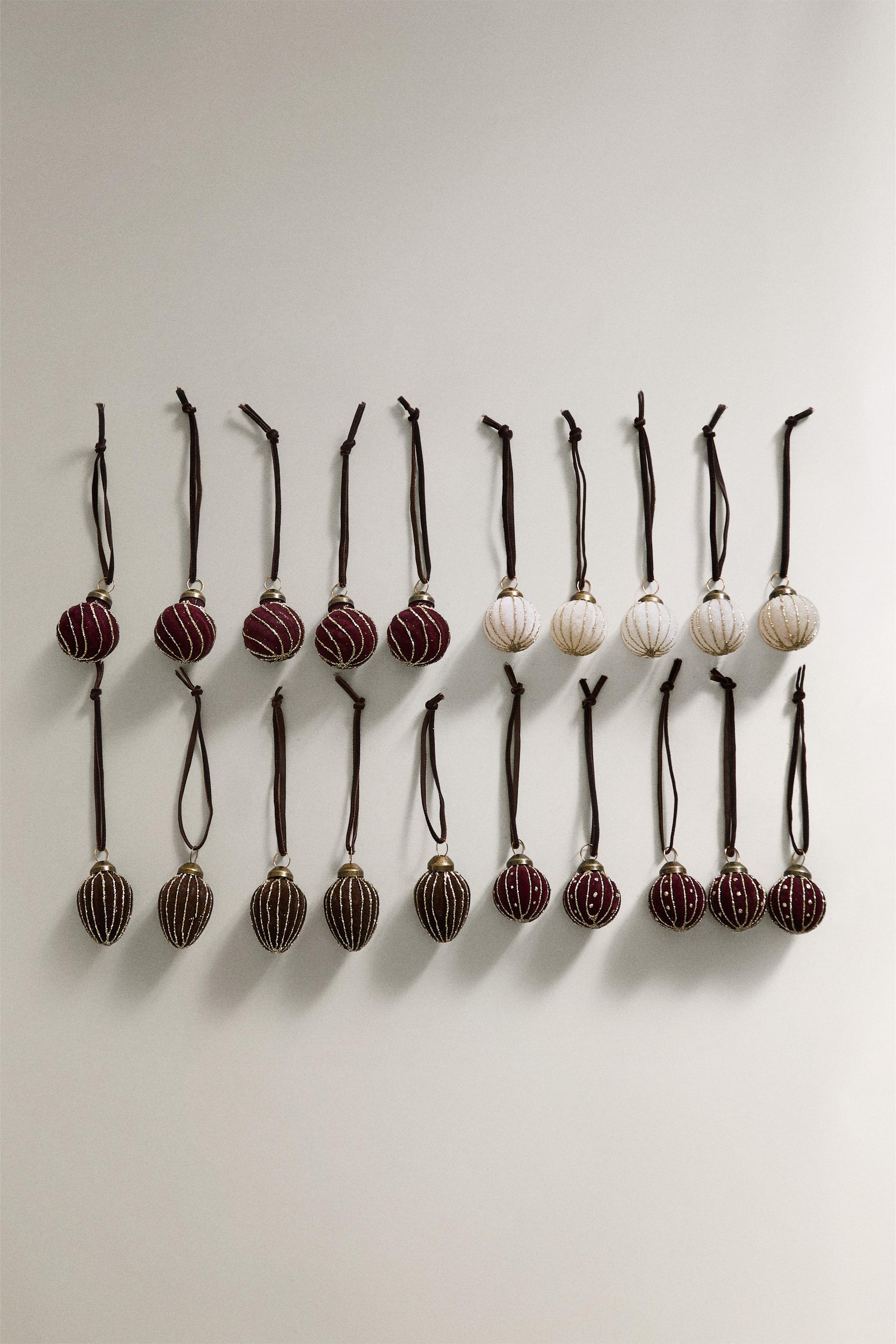SET OF VELVET BALL CHRISTMAS TREE ORNAMENTS (SET OF 20)